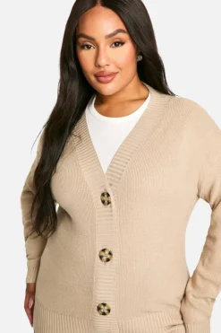 Cardigans|Up To 80% Off Winter Warmers*boohoo Plus Premium Rib Oversized Slouchy Knitted Cardigan oatmeal