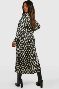 Shirt Dresses*boohoo Plus Printed Midaxi Shirt Dress black