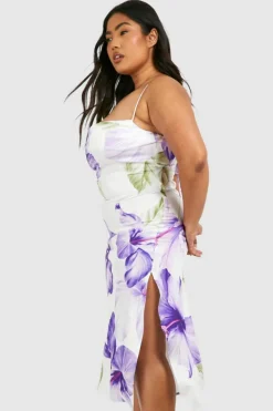 Midi Dresses*boohoo Plus Printed Midi Slip Dress purple