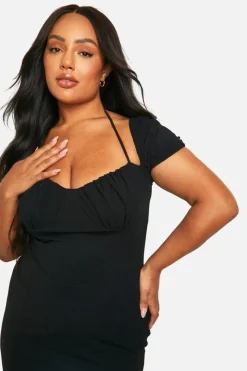 Midi Dresses*boohoo Plus Puff Sleeve Midi Dress black