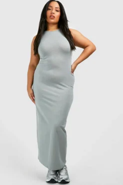 Bodycon Dresses*boohoo Plus Racer Neck Maxi Dress grey