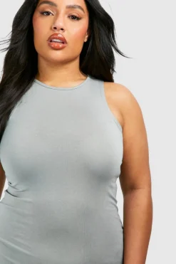 Bodycon Dresses*boohoo Plus Racer Neck Maxi Dress grey