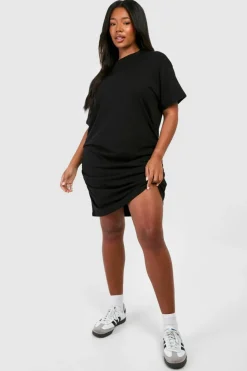 T-Shirt Dresses|Shirt Dresses*boohoo Plus Ruched T-shirt Dress black