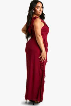 Skater Dresses|Maxi Dresses*boohoo Plus Ruffle Detail Maxi Dress plum