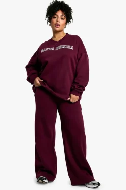 Sweatshirts|Athleisure*boohoo Plus Santa Monica Oversized Sweatshirt burgundy
