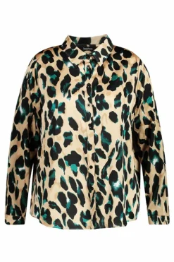 Long Sleeve Tops|Shirts & Blouses*boohoo Plus Satin Leopard Shirt black