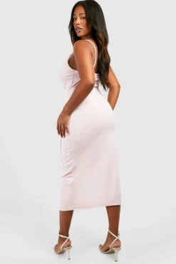 Wrap Dresses|Midi Dresses*boohoo Plus Scuba Ruched Wrap Midi Dress rose