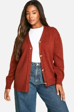 Cardigans*boohoo Plus Seam Detail Soft Knit Boyfriend Oversized Cardigan chocolate
