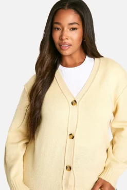Cardigans*boohoo Plus Seam Detail Soft Knit Boyfriend Oversized Cardigan stone