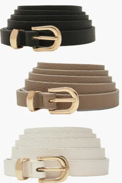 Belts*boohoo Plus Skinny Belts 3 Pack black