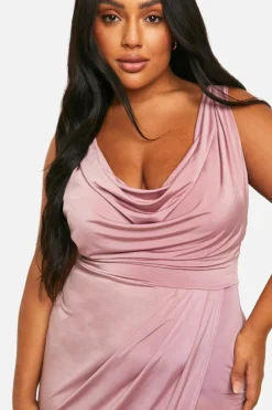 Wrap Dresses*boohoo Plus Slinky Ruched Wrap Maxi Dress blush