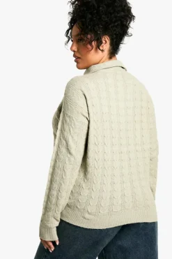 Jumpers*boohoo Plus Soft Cable Funnel Neck Jumper stone