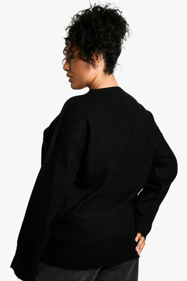Jumpers|Knitwear*boohoo Plus Soft Knit Fine Gauge Jumper black