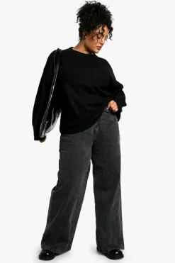 Jumpers|Knitwear*boohoo Plus Soft Knit Fine Gauge Jumper black