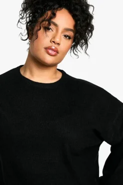 Jumpers|Knitwear*boohoo Plus Soft Knit Fine Gauge Jumper black