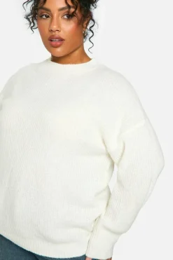 Oversized Jumpers|Jumpers*boohoo Plus Soft Knit Oversized Jumper ecru