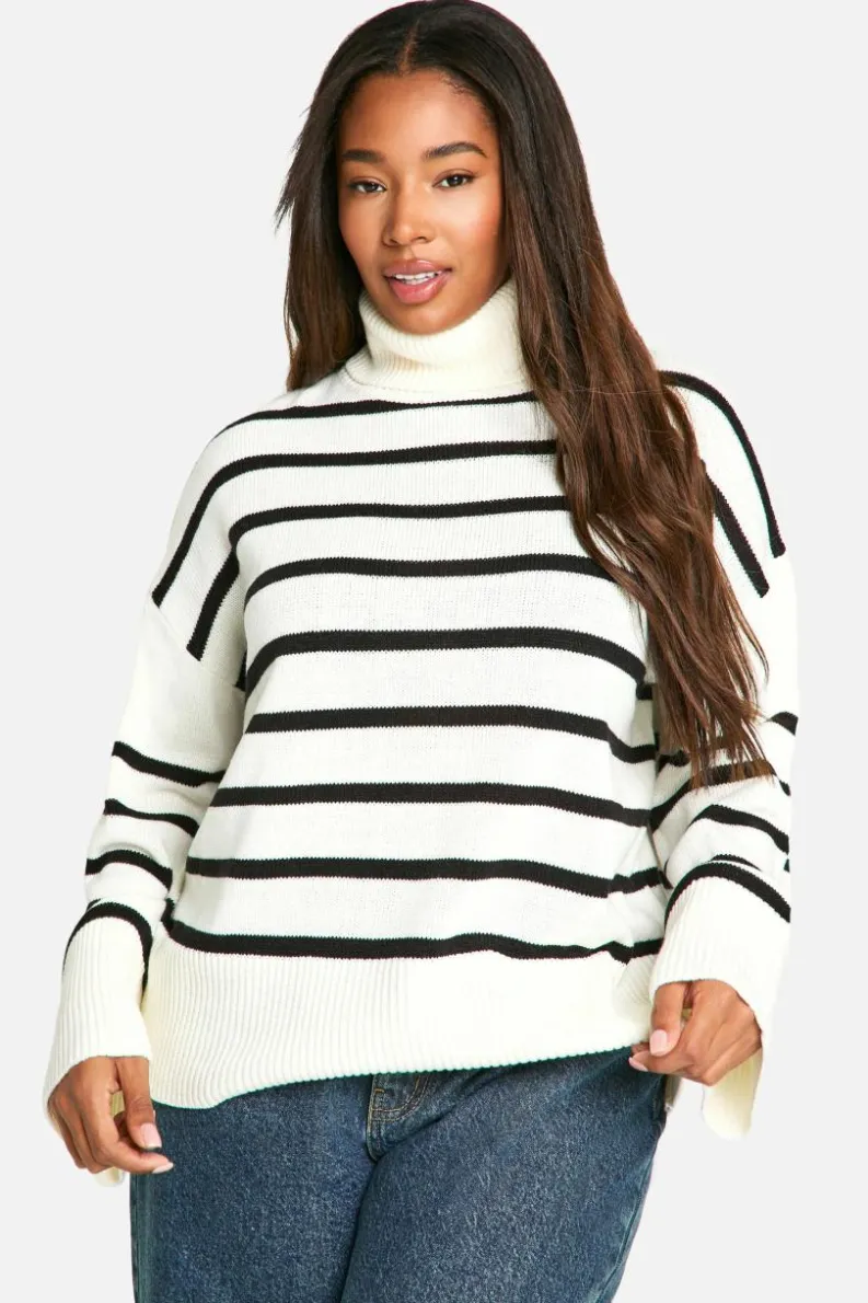 Jumpers|Up To 80% Off Winter Warmers*boohoo Plus Soft Knit Stripe Jumper ivory