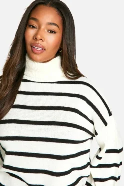 Jumpers|Up To 80% Off Winter Warmers*boohoo Plus Soft Knit Stripe Jumper ivory