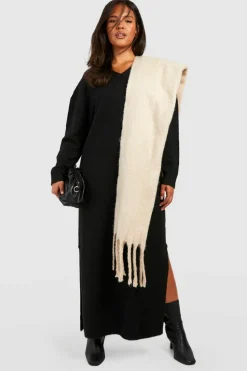 Jumper Dresses|Jumper Dresses*boohoo Plus Soft Rib Polo Midaxi Dress black