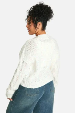 Cardigans|Knitwear*boohoo Plus Speckle Knitted Cardigan cream