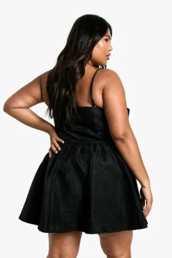 Skater Dresses*boohoo Plus Strappy Bow Detail Skater Dress black