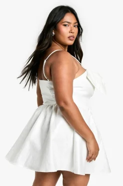 Skater Dresses|Mini Dresses*boohoo Plus Strappy Bow Detail Skater Dress white