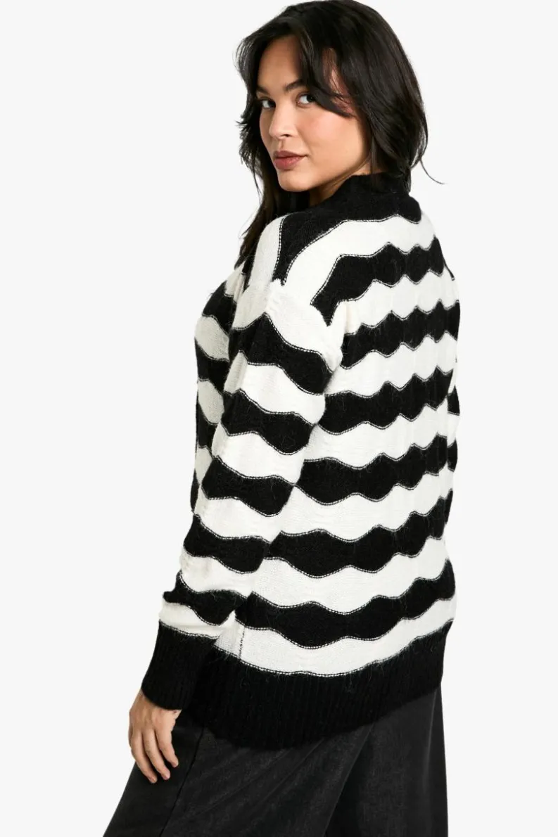 Cardigans|Knitwear*boohoo Plus Stripe Oversized Knitted Cardigan black