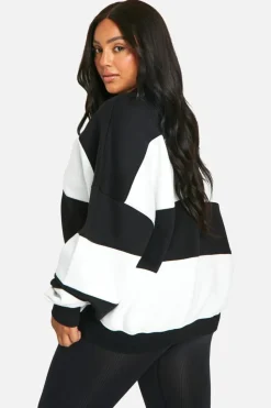 Sweatshirts|Hoodies & Sweatshirts*boohoo Plus Stripe Oversized Sweatshirt ecru