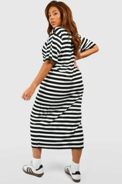 T-Shirt Dresses|Shirt Dresses*boohoo Plus Stripe T-shirt Dress black