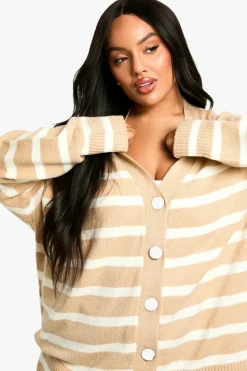 Cardigans*boohoo Plus Striped Cardigan biscuit