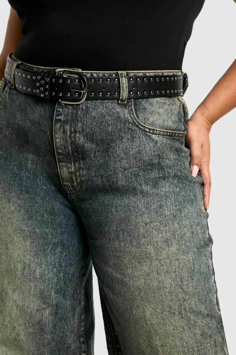 Belts*boohoo PLUS STUDDED BELT black