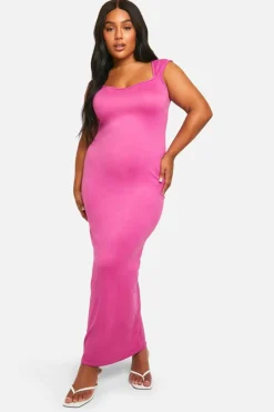 Bodycon Dresses*boohoo Plus Super Soft Cap Sleeve Maxi Dress hot pink