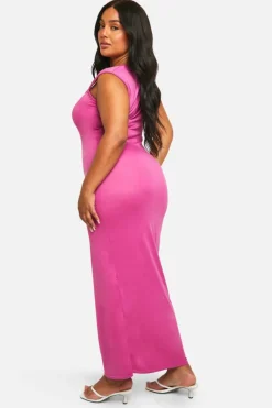 Bodycon Dresses*boohoo Plus Super Soft Cap Sleeve Maxi Dress hot pink