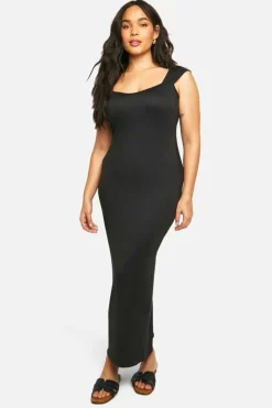 Bodycon Dresses*boohoo Plus Super Soft Cap Sleeve Maxi Dress black