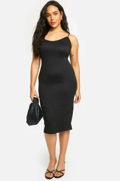 Midi Dresses*boohoo Plus Super Soft Cross Back Midi Dress black