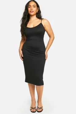 Midi Dresses*boohoo Plus Super Soft Cross Back Midi Dress black