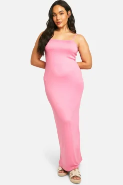 Bodycon Dresses*boohoo Plus Super Soft Scoop Neck Maxi Dress baby pink