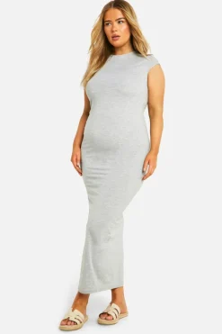 Bodycon Dresses*boohoo Plus Super Soft Short Sleeve Maxi Dress grey marl
