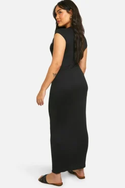 Bodycon Dresses*boohoo Plus Super Soft Short Sleeve Maxi Dress black