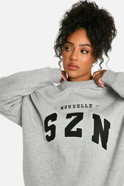 Sweatshirts|Athleisure*boohoo Plus Szn Applique Oversized Sweatshirt ash grey
