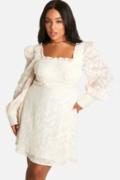 Skater Dresses*boohoo Plus Textured Corset Milkmaid Mini Dress cream
