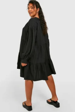 Smock Dresses*boohoo Plus Textured Smock Mini Dress black