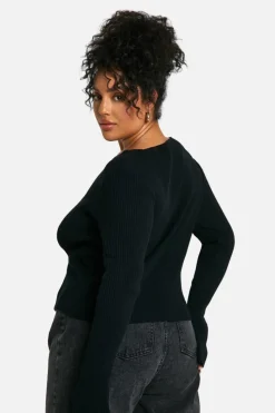 Cardigans|Jumpers & Cardigans*boohoo Plus Tie Front Fitted Cardigan black