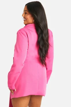 Blazer Dresses*boohoo Plus Tie Side Blazer Dress hot pink