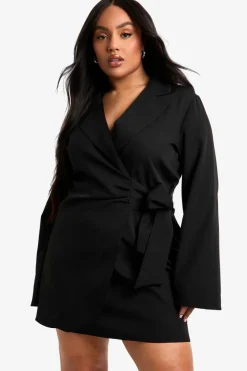 Blazer Dresses|Suits & Tailoring*boohoo Plus Tie Waist Tailored Blazer Dress black