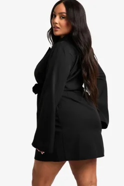 Blazer Dresses|Suits & Tailoring*boohoo Plus Tie Waist Tailored Blazer Dress black