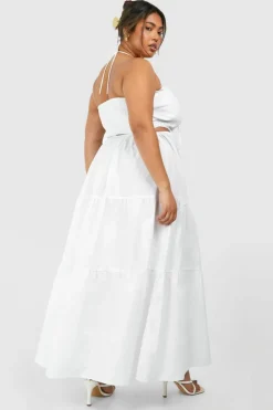 Smock Dresses*boohoo Plus Tiered Maxi Dress white