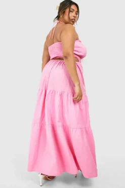 Smock Dresses*boohoo Plus Tiered Maxi Dress bubblegum
