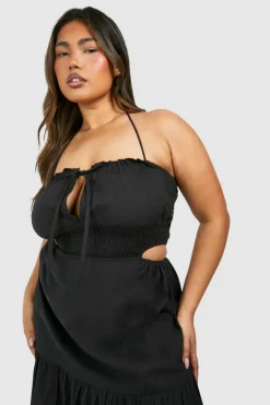 Smock Dresses*boohoo Plus Tiered Maxi Dress black