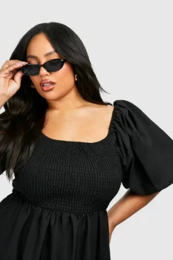 Smock Dresses*boohoo Plus Tiered Shirred Midaxi Smock Dress black